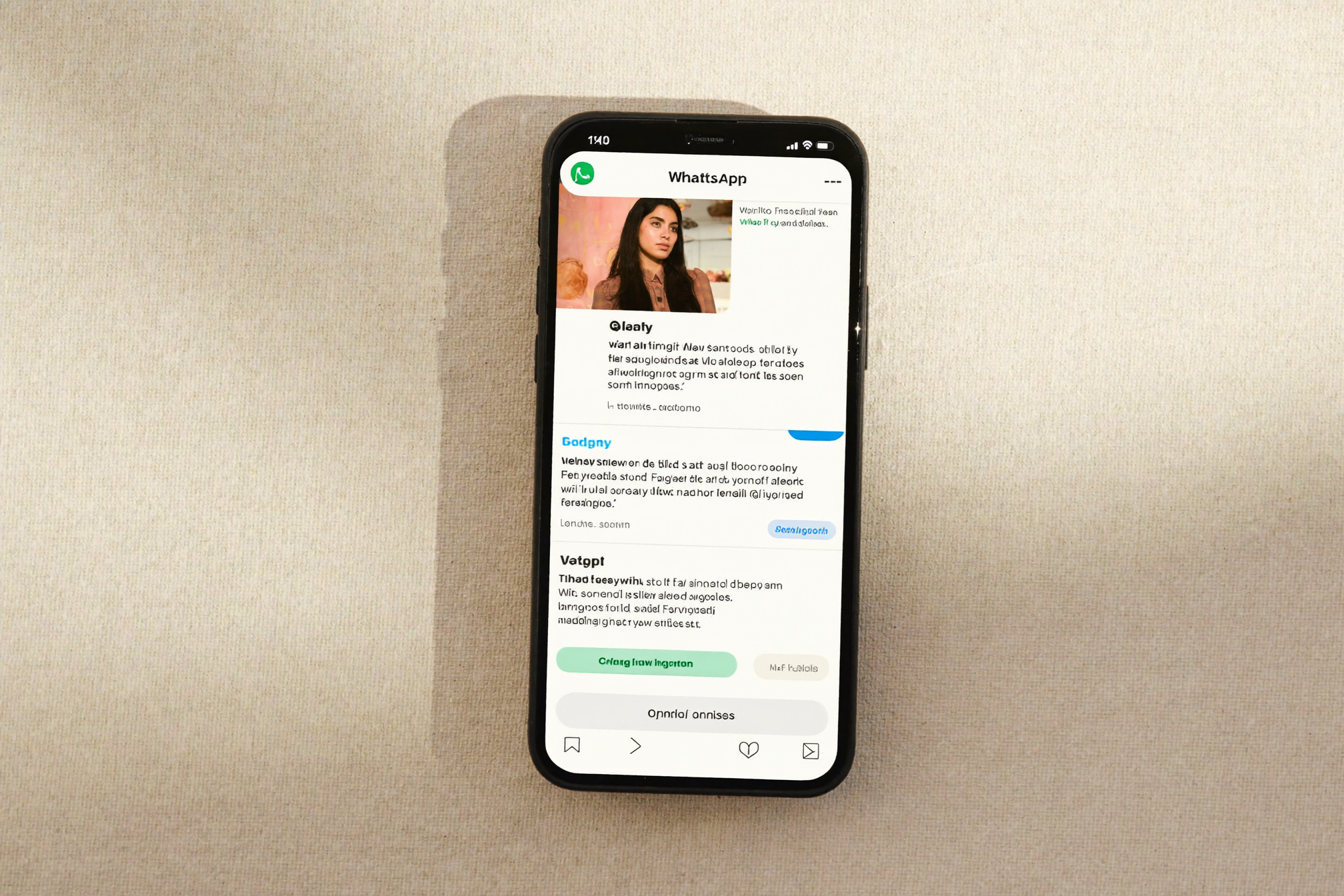 Smartphone met chat-conversatie en oranje accent